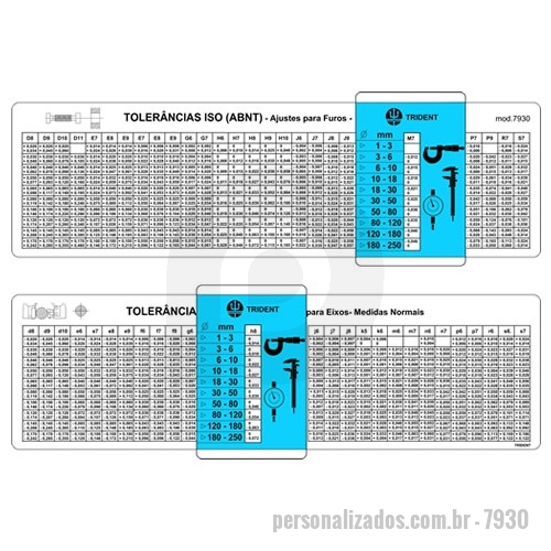 Tabelas Personalizado 7930 Tabela de Tolerância 76700 Tabelas